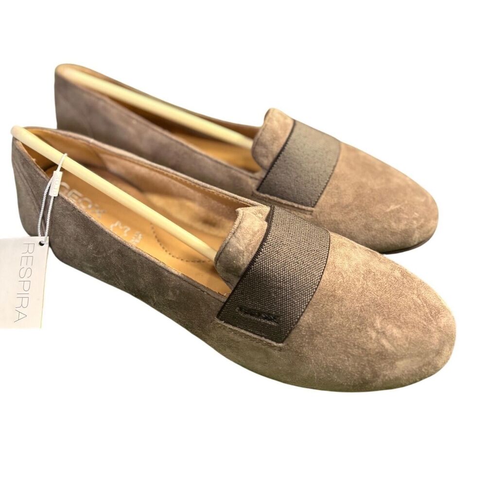 Geox Respira Women Gray Suede Loafers Slip On Flat Shoes Size 5 Medium